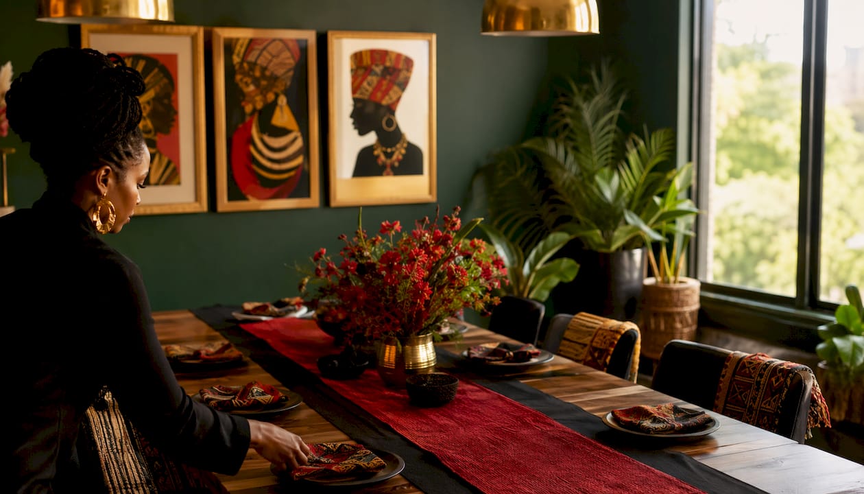 Juneteenth living room with Pan-African color decor
