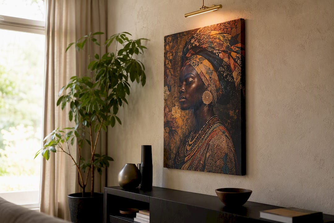 Archival Black art canvas print on wall
