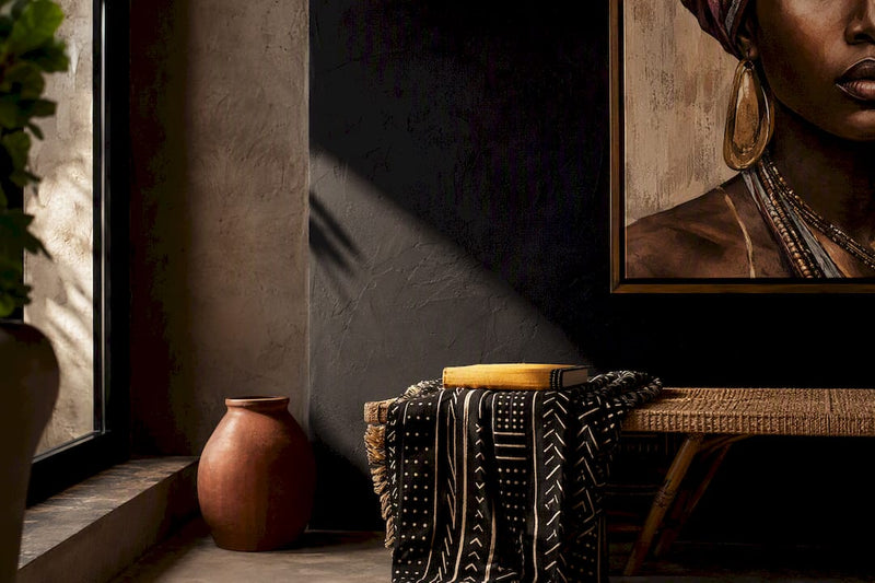 Cropped statement art in Afro Boho nook
