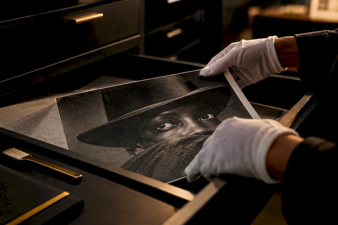 Cropped Harlem Renaissance portrait in museum archive