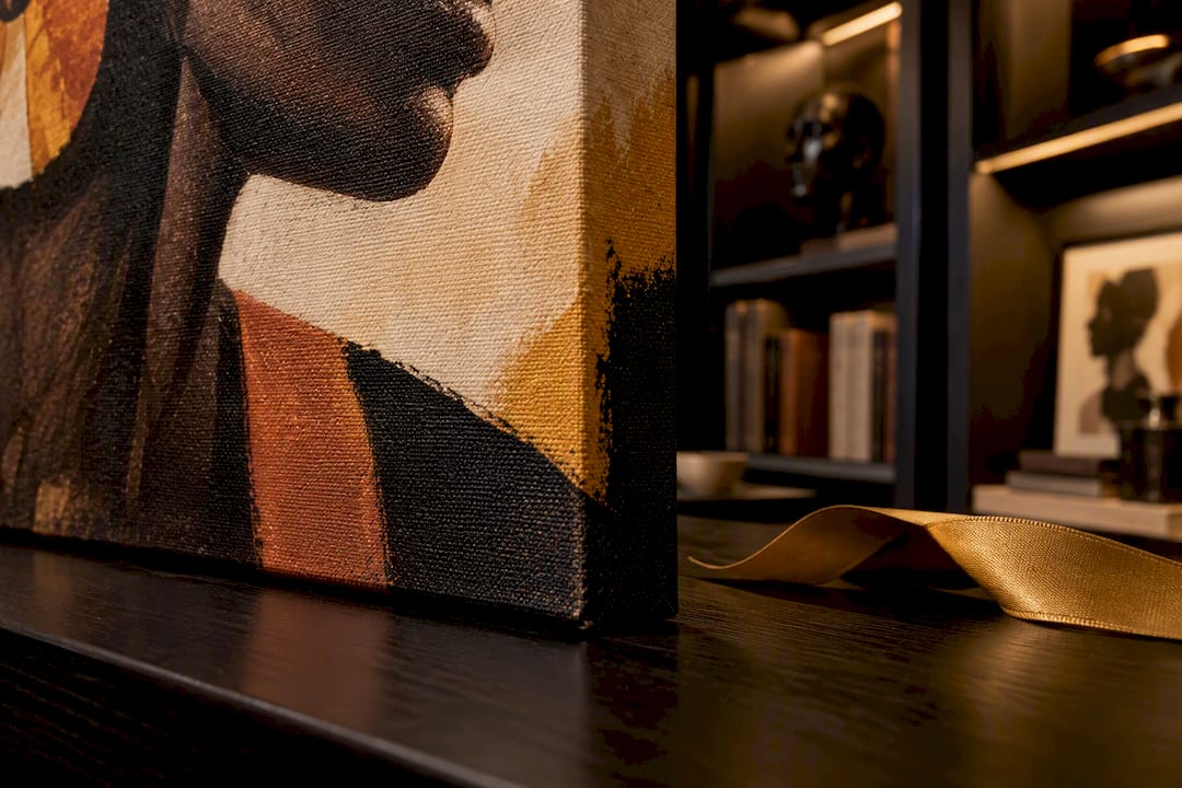 Archival canvas print texture in gallery light