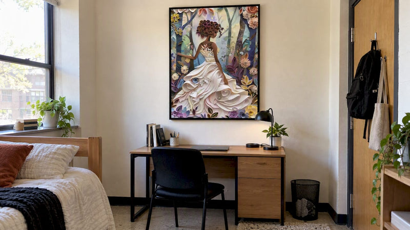 Quilted Soul canvas print in a dorm room