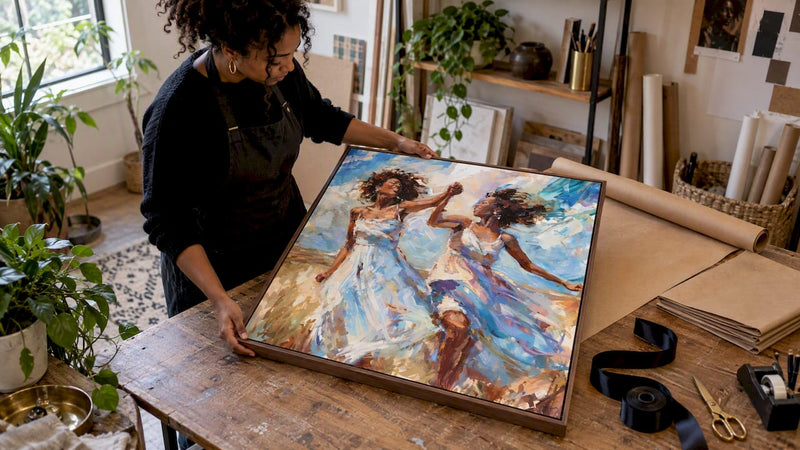 Black women dancing canvas prepared as gift