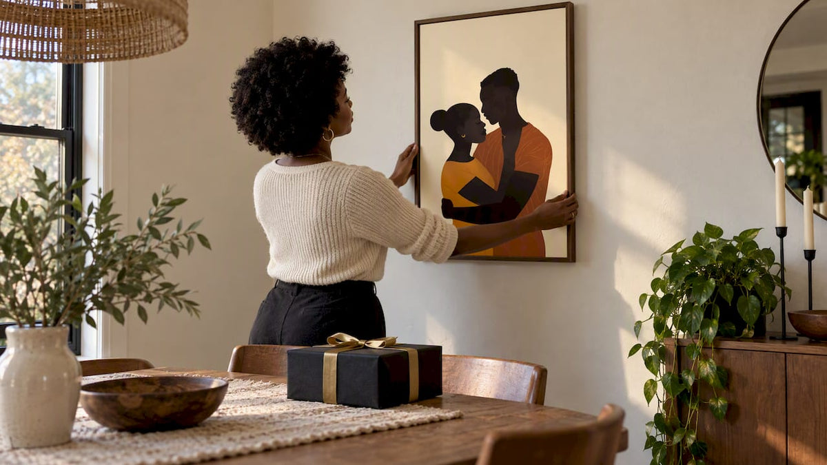 Black couple canvas prepared as a gift