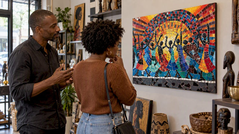 Customer considering a Black art canvas