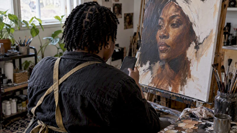 Black artist reviewing a commission conversation