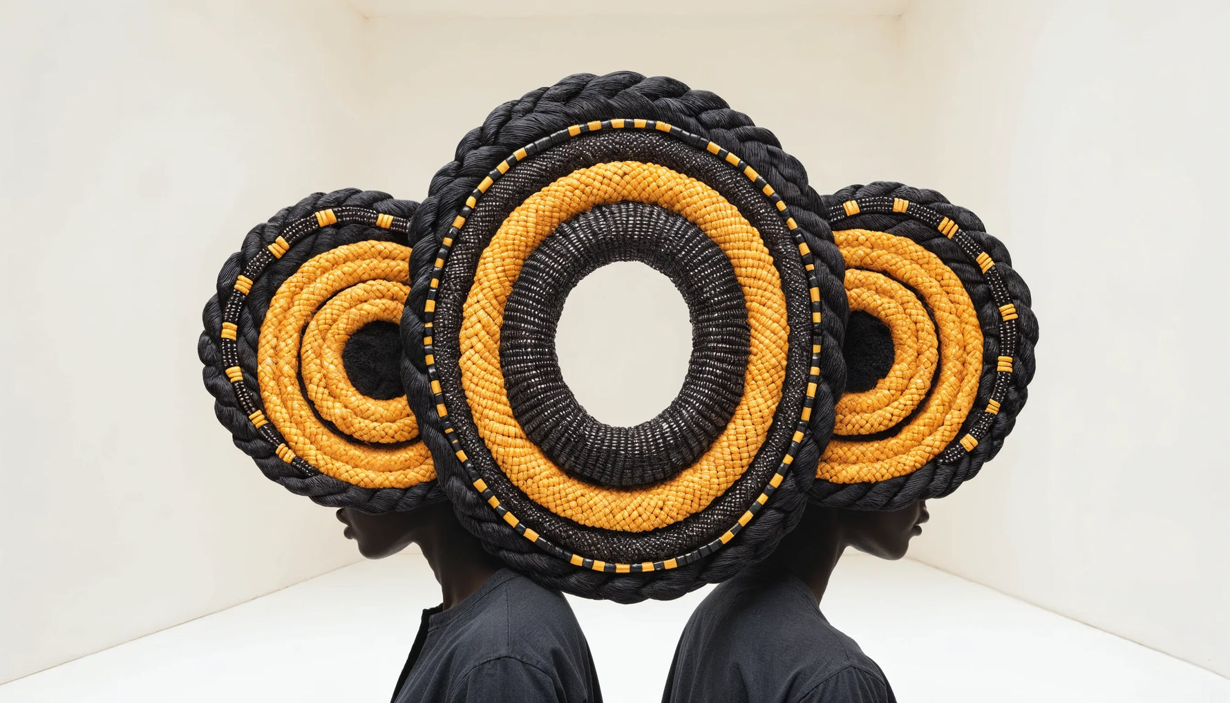 A bold original artwork incorporating traditional Akan Adinkra symbol motifs in a warm graphic composition.