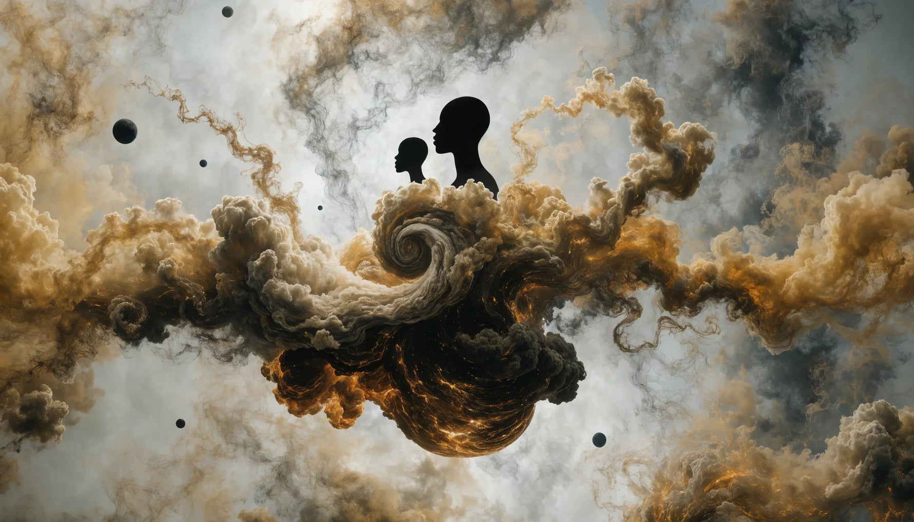 An original cosmic Afrofuturist scene evoking jazz and speculative worlds, swirling nebulae and Black silhouettes, no real people.