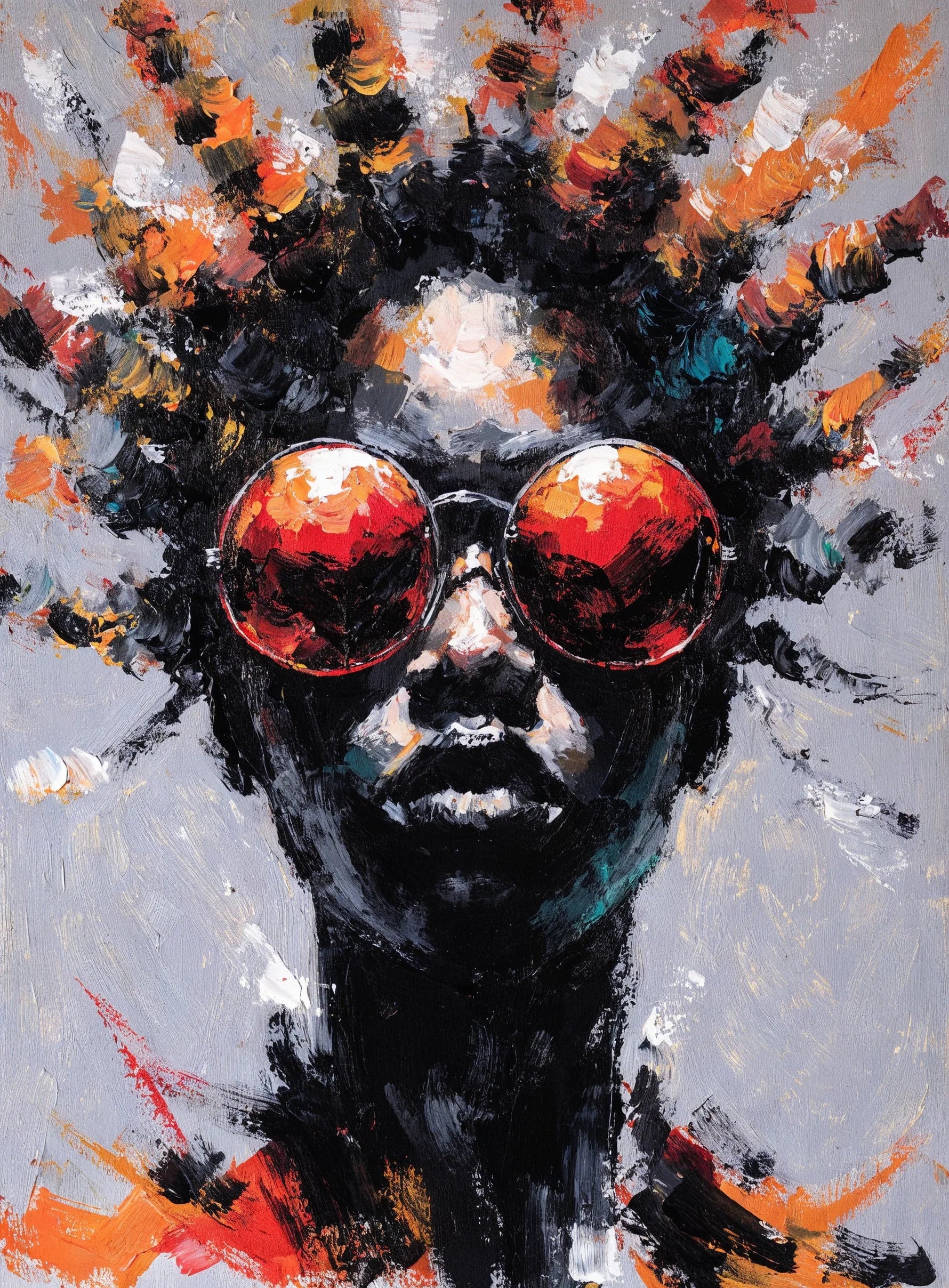 An original expressive painterly portrait of a Black figure in the African American art tradition