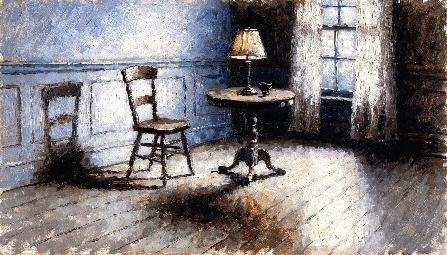 Henry Ossawa Tanner's 1893 painting The Banjo Lesson, showing an older Black man seated with a boy on his lap, guiding the boy's hands on a banjo.