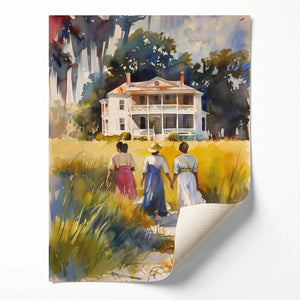 Rolled canvas print of a Gullah Geechee sweetgrass scene, ready for custom framing