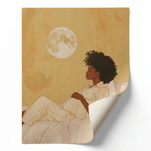 Rolled canvas print of a Black maternity moon scene, ready for custom framing