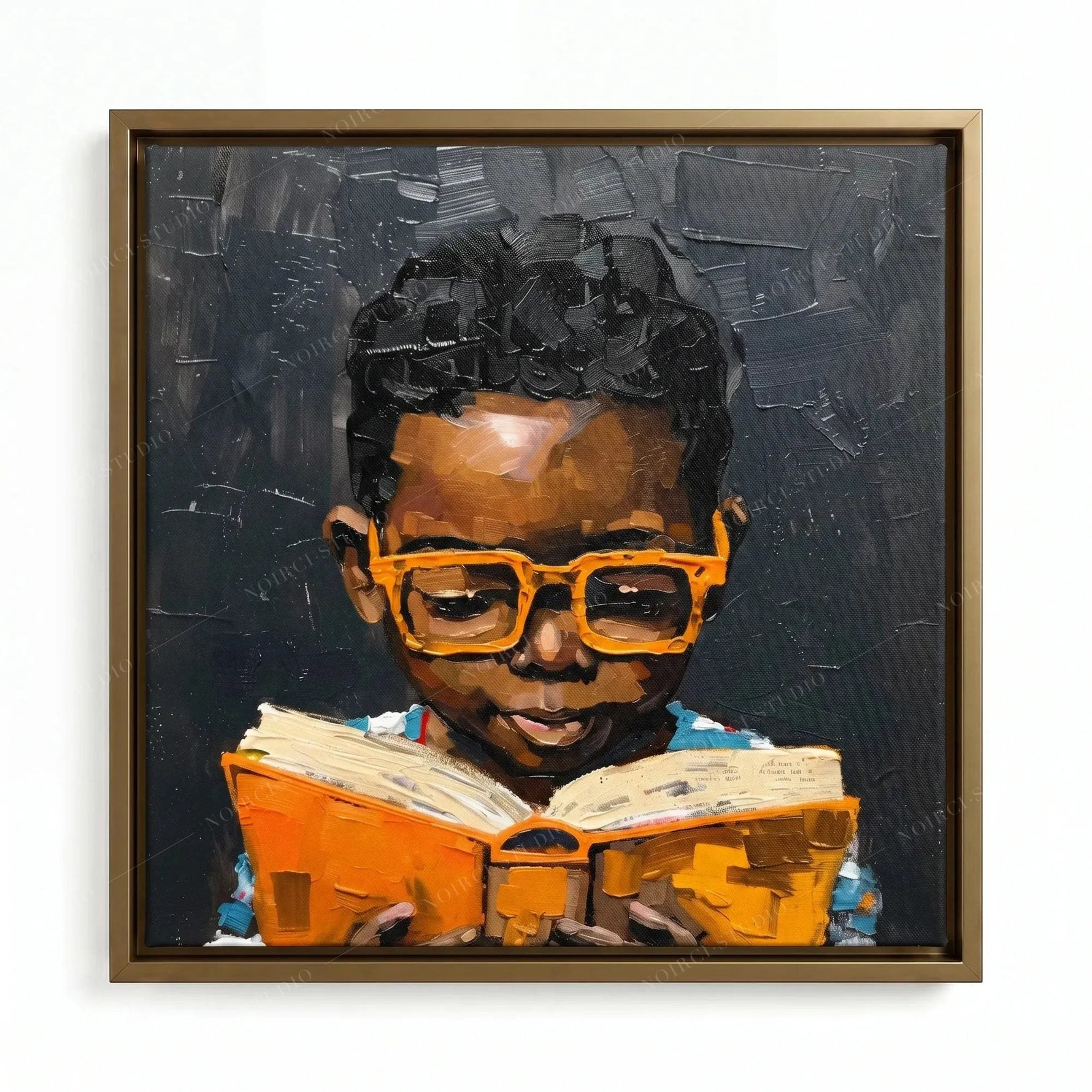 Black Boy Reading Canvas Wall Art Print - Black Boy Joy | Noirci Studi